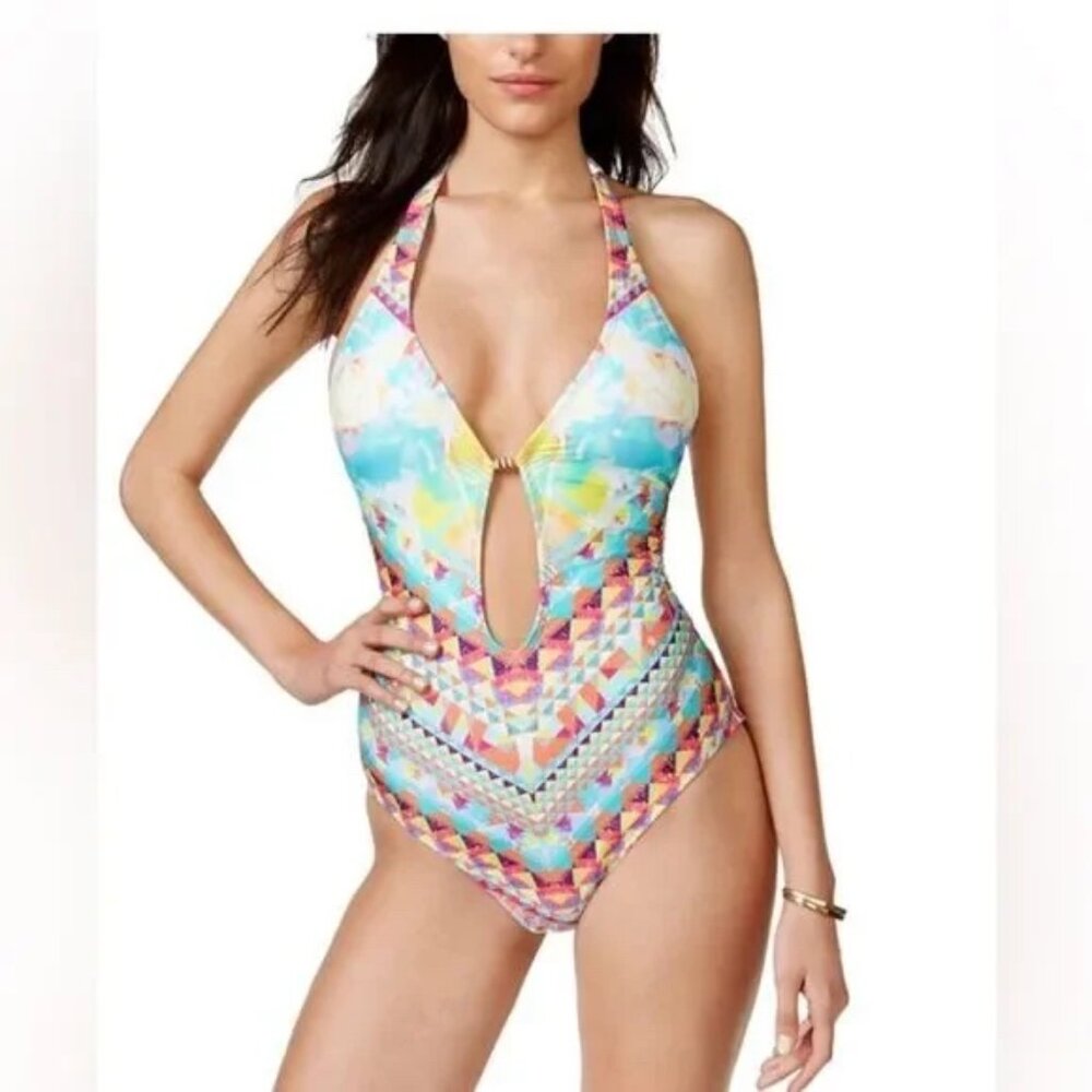 BAR III | Women’s One Piece Bathing Suit criss cross back | Multi Color |Size: S